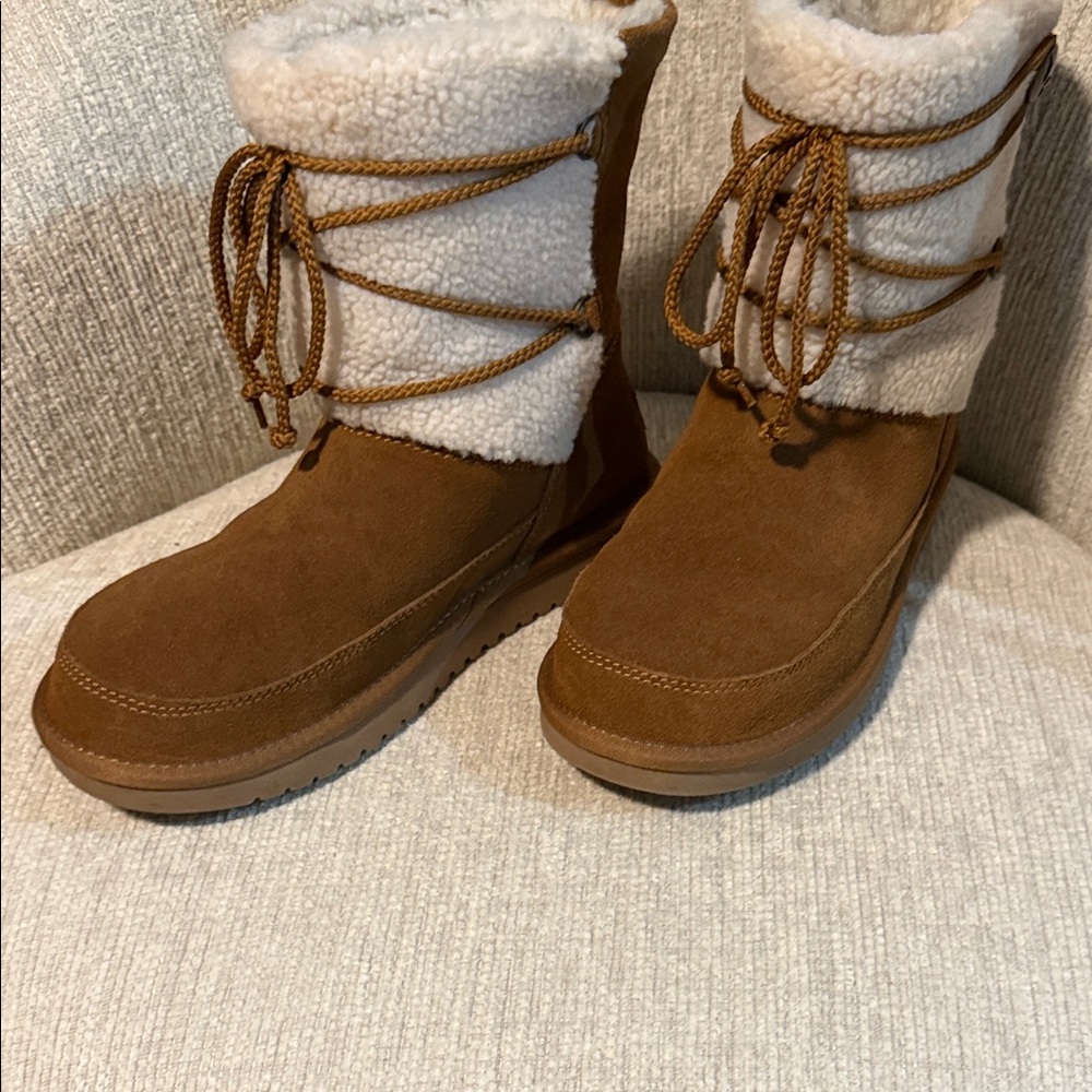 Koolaburra Brown and Cream Winter Boots